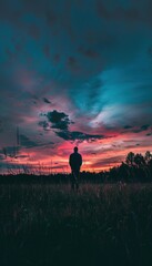 Fototapeta premium New Beginnings: Contemplating Life's Journey at Sunrise