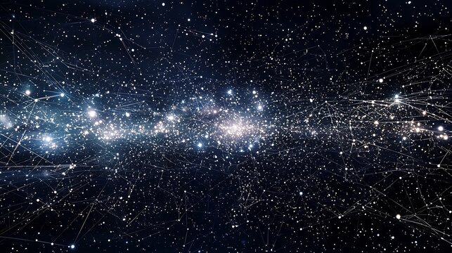 Glowing Cosmic Data Scatter Plot with Twinkling Starry Constellations