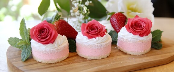 Delicious Rose-Decorated Mini Cheesecakes