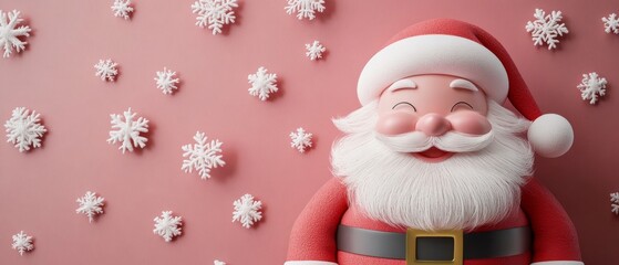 Fototapeta premium A cartoonish image of Santa Claus with a white beard and a red hat