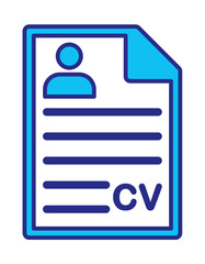 CV icon. Person resume. Applying for a job. Job interview. Vector icon isolated on white background. CV Resume. Job search, human resources, curriculum vitae, hr recruitment concept, flat style.