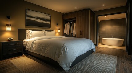 Modern Bedroom with King Sized Bed and Minimalist Design