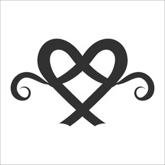 heart ribbon silhouette on a White Background