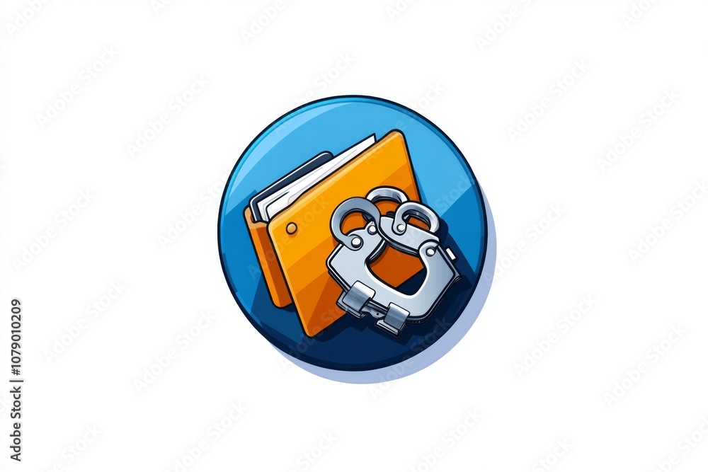 Aufkleber Simple icon of handcuffs and a file, capturing the essentials of policing in minimalist style