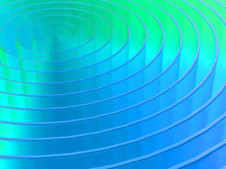 Obraz premium 幻想的な光に照らされた同心円のパイプの3Dイラストレーション