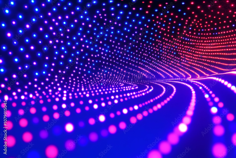 Poster futuristic digital background with colorful light particles and neon data visualization