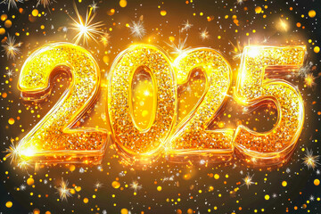 a layout with the figures of 2025, for advertising. New Year.