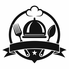 Black restaurant logo vector art illustration
