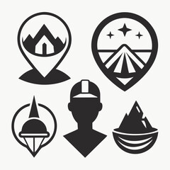 Cohesive set of minimalist silhouette vector art illustration