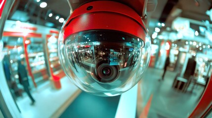 Surveillance camera in a retail environment.