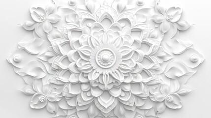 Intricate white floral relief design, showcasing elegant patterns and textures.