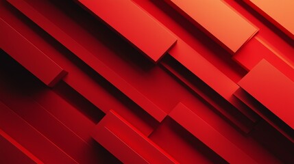Bold, sharp red rectangles layered in a diagonal arrangement, casting deep shadows with precise, clean lines, evoking a sense of depth and modernity.
