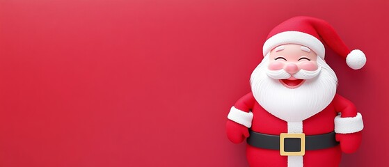 A red background with a smiling Santa Claus on it