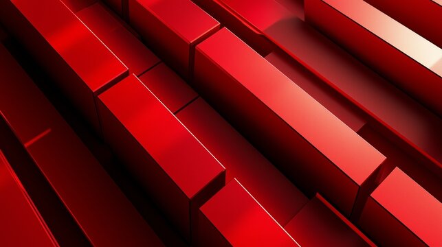 Bold, sharp red rectangles layered in a diagonal arrangement, casting deep shadows with precise, clean lines, evoking a sense of depth and modernity.
