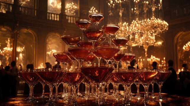 The Elegant Champagne Glass Tower