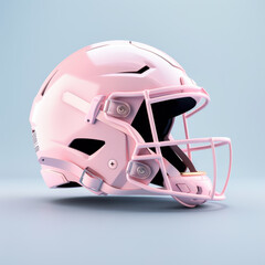 Fototapeta premium soft pastel pink American football helmet with sleek design, showcasing minimalistic features and modern aesthetics. Perfect for sports themed decor or promotional materials