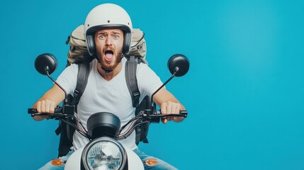 Obraz premium Surprised Motorcyclist