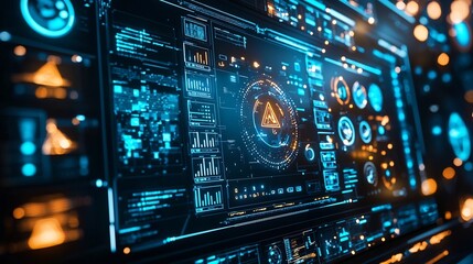 Futuristic AI Driven Marketing Control Panel Analyzing Real Time Social Media Trends