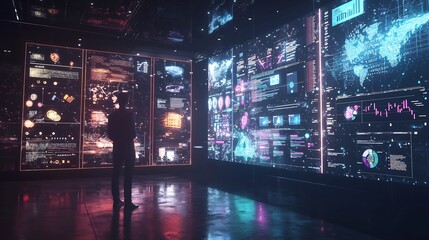 Fototapeta premium AI Driven Virtual Marketing Conference with Predictive Analytics and Automated Content Creation Tools