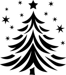 Fototapeta premium A classic Christmas tree silhouette perfect for holiday decor and festive designs. Its minimalist outline brings timeless Christmas charm to any project.