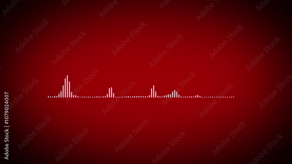 Poster black video footage of audio visualizer on red background. abstract music waves oscillation. futuris