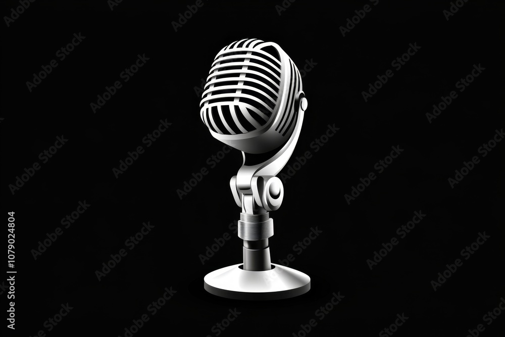 Poster A minimalist news microphone icon, representing live coverage in a simple design
