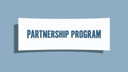 Partnership Program. A card isolated on blue background.