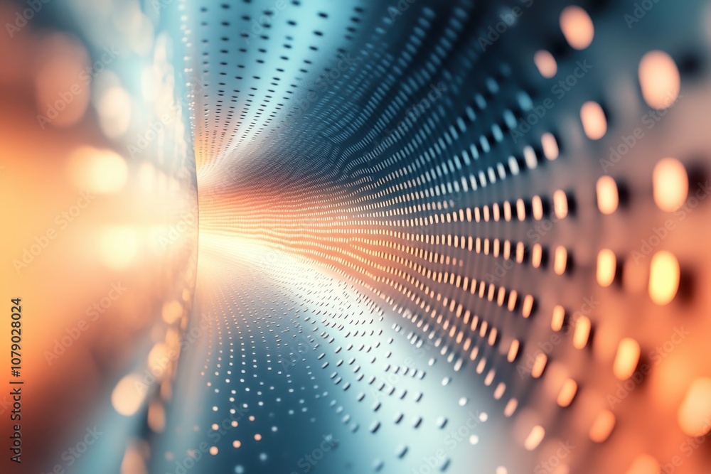 Poster abstract representation of technology and light patterns in a digital tunnel environment
