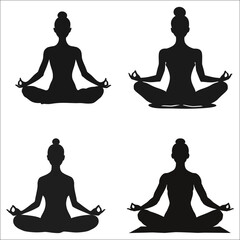 Yoga Meditation Silhouette, Yoga Poses Silhouette, Lotus pose Yoga silhouette © MD ABDUL MOMIN