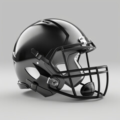 Fototapeta premium sleek black American football helmet featuring matte finish and metallic accents, designed for optimal protection and style on field