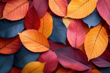 Obraz premium A colorful leafy background with a variety of colors including red, orange