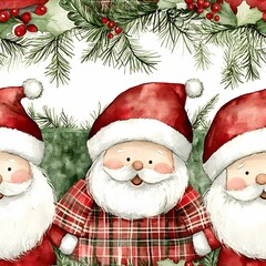 Seamless watercolor christmas pattern