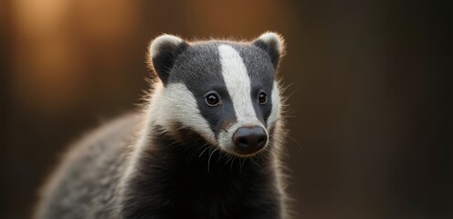 Fototapeta premium A close up of a badger looking at the camera