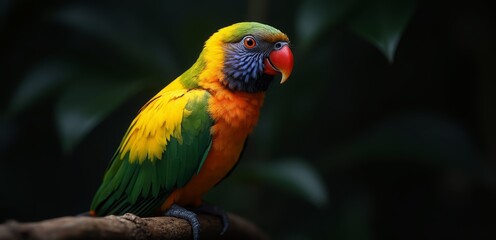 Naklejka premium A colorful bird sitting on top of a tree branch