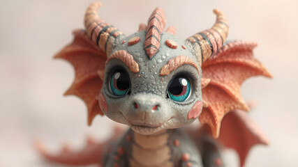 Pixel art dragon, 3D little dragon, realistic image, cute face, in the imaginary world
