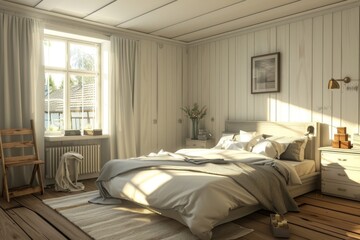 Obraz premium Interior of a Scandinavian bedroom