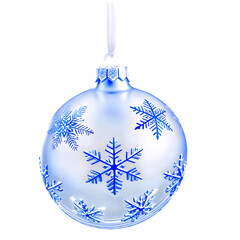Christmas tree ball with blue snowflake on a transparent background 