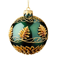 Christmas Tree Ball Decorations with Gold Accent on a transparent background