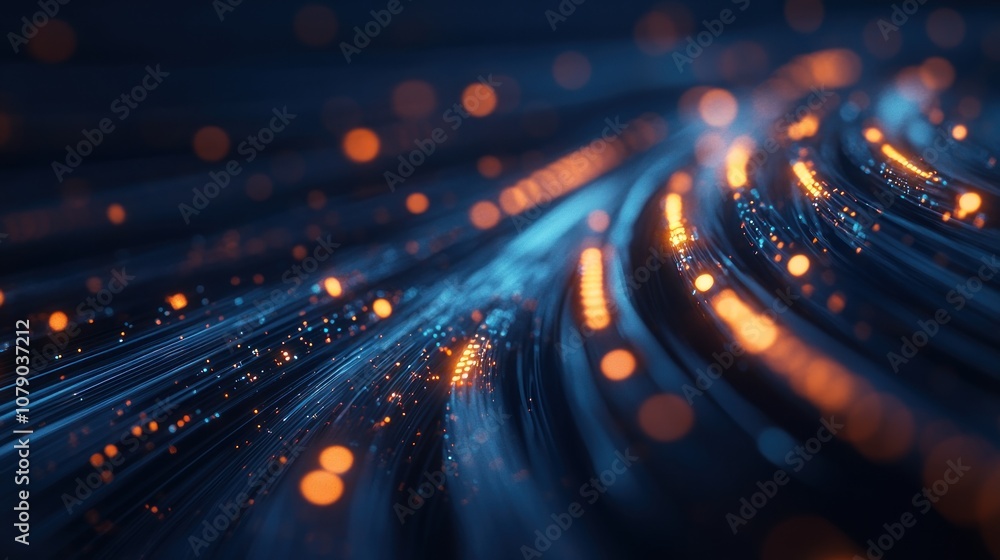 Poster abstract digital background with curving lines and glowing lights