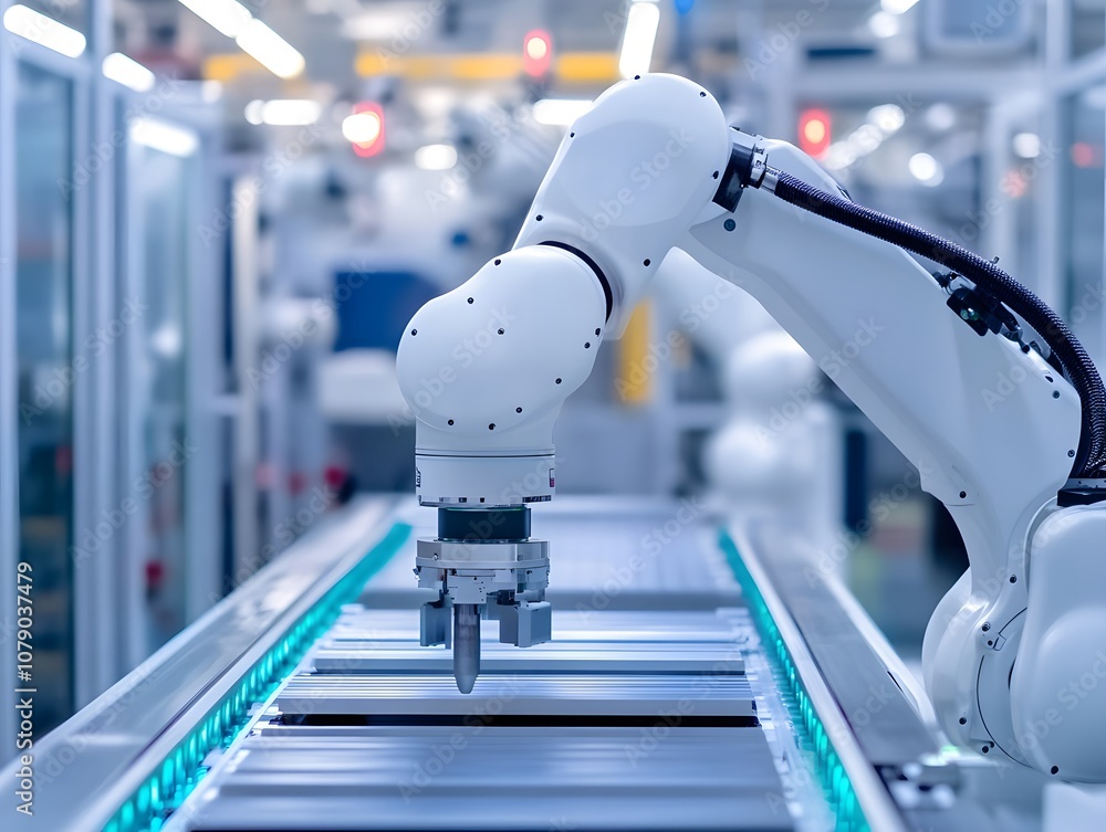 Leinwandbilder advanced robotic arm engaging in precise assembly tasks within a modern industrial setting, showcasi
