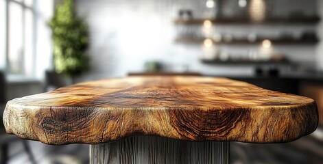 A wooden table with a burn mark on it