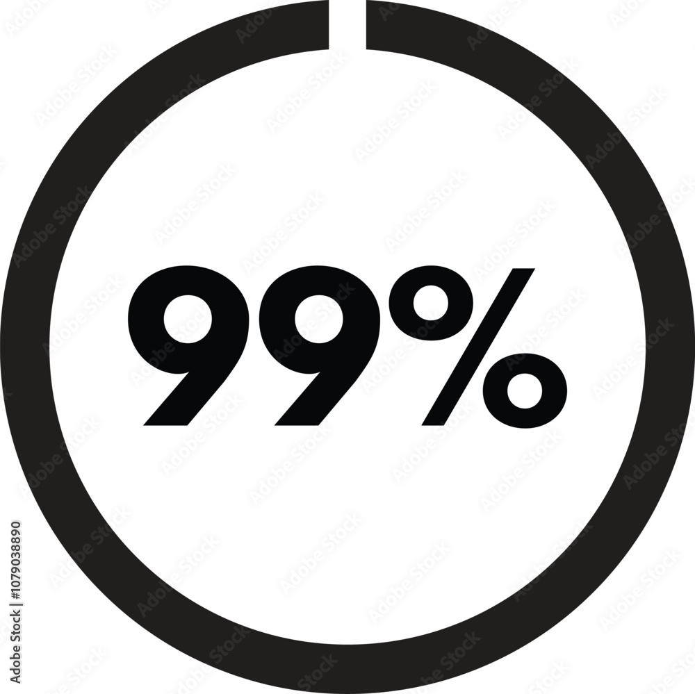 Poster 99 percent loading circle icon isolated on white background . loading data circle icon . vector illu