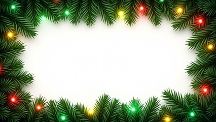 Christmas garland border made of lush green pine branches