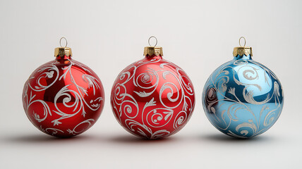 Festive Christmas decorations with ornaments and lights on a tree background