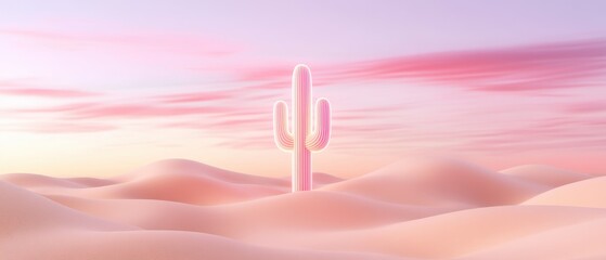 Desert 3D with dunes and cactus under vibrant sky