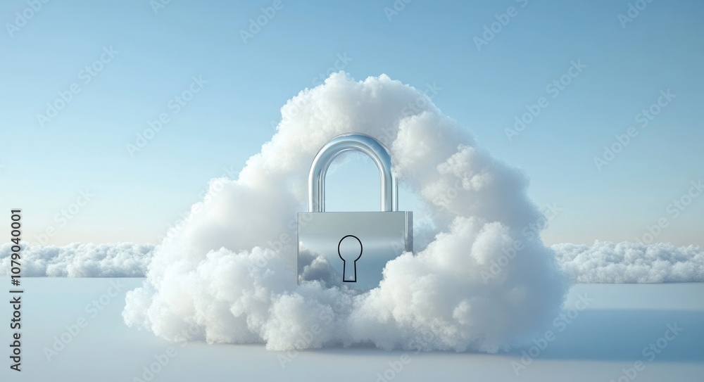 Poster digital security: cloud computing symbolizing protection in cyberspace