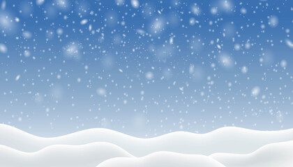 White Snowflake And Snowfall With Blue Background