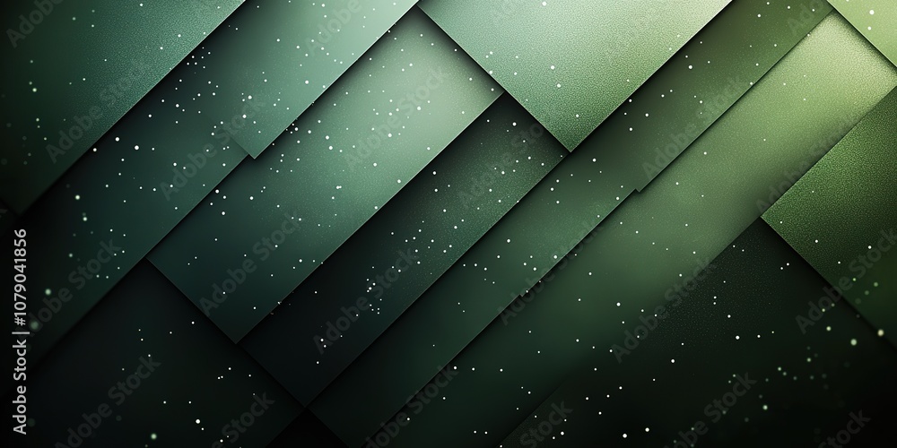 Poster a green background with a pattern of squares and dots