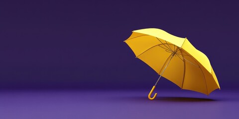 Purple Protection: Yellow Umbrella for Stylish and Minimalist Fall Weather Concept
