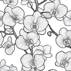 Romantic Floral Garden. Illustrated Orchid Seamless Pattern Design for Greeting Cards and Textiles